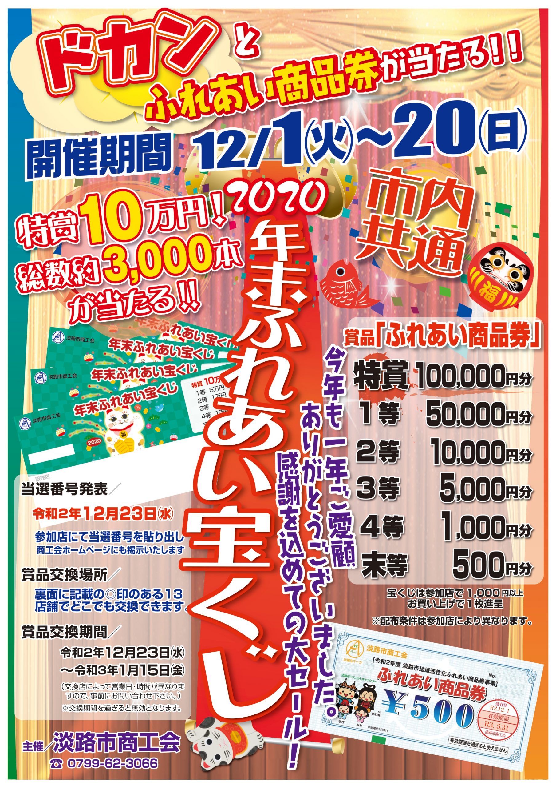 令和2年度 歳末謝恩祭 年末ふれあい宝くじ 当選番号について 淡路市商工会
