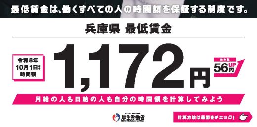 【2026年10月1日から】兵庫県の最低賃金
